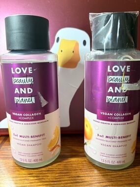 LOT OF 2 Love Beauty Planet VEGAN KERATIN & SUN-KISSED MANDARIN Shampoo Set